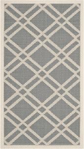 Ковер моющийся SAFAVIEH, 61 x 110 см,  Outdoor Courtyard Collection, Anthracite & Beige, без линьки и легкая очистка, идеально для патио, входной двери, прихожей, придверный ковер (CY6923-246)