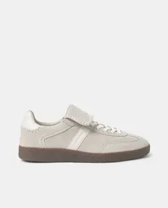 Женские спортивные кожаные кроссовки с клапаном песочного цвета Brownie