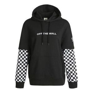 Толстовка logo embroidered checkerboard print hoodies 'black white' Vans, черный