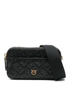 Мини-сумка через плечо с тисненым логотипом PINKO, черный