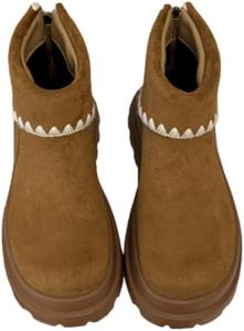 Женские замшевые ботильоны на платформе, с круглым носком, массивным каблуком, ретро-стиля, с молнией сзади Hhhchpm, Camel