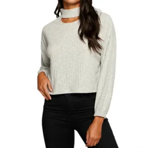 Пуловер с рукавами-блузоном в рубчик, цвет светло-серый меланж Chaser