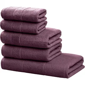 Мой домашний набор полотенец Kimi, душевая ткань, полотенца и гостевые полотенца Набор из 5 штук, махра 100% хлопок, однотонные, мягкие, с каймой, с особой текстурой My Home, Beere