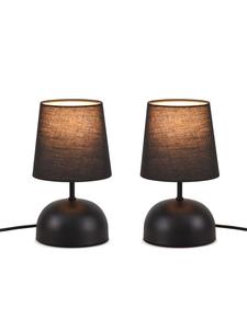 ZMH Комплект из 2 настольных ламп с цоколем E14, черного цвета, с круглым тканевым абажуром