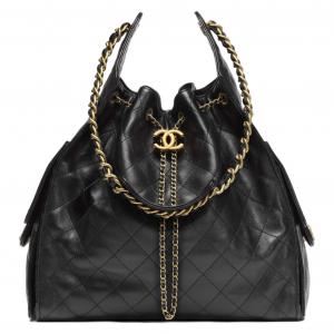 CHANEL Сумка через плечо из телячьей кожи среднего размера женская черная