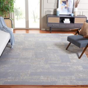 Ковер saFAVIEH коллекции Continental, Light Grey & Beige, дизайн, без ворса и простой в уходе, идеален для помещений с высокой проходимостью в гостиной, спальне (CON116F), 201 x 275 см