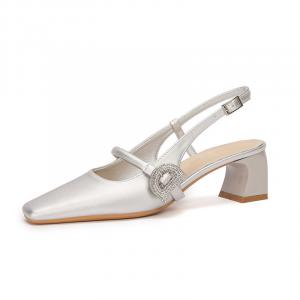 Женские Высокие Каблуки на Толстой Подошве Bamiti, Серебристый