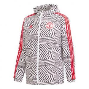 Куртка adidas Manchester United Soccer/Football Sports Hooded Jacket White, белый