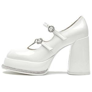 SHOESZOOO Туфли Мэри Джейн на толстом каблуке 10,5 см, женские, цвет "закат", теплый белый