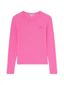 Футболка с вышитым логотипом GANNI, розовый