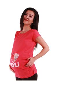 Рубашка для беременных с надписью «Я люблю тебя» M.M.C., красный