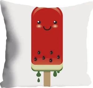 Декоративная подушка Queence "Винсент", с мотивом мороженого, чехол без наполнителя, 1 шт 40х40 см, красный