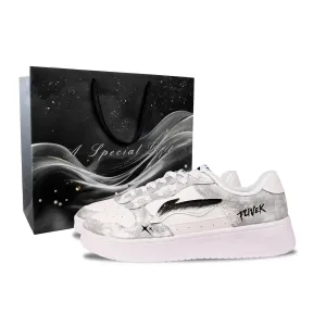 Мужские плавающие ботинки Li Ning для скейтбординга: противоскользящие, износостойкие, увеличивают рост., серый белый (special shopping bag)