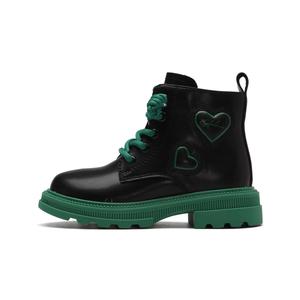 Детские кожаные ботинки для детей Satchi, черный/зеленый