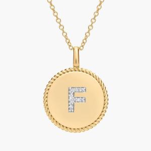 Подвеска с инициалом «F» из желтого золота 14 карат с бриллиантами Blue Nile