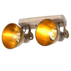 Потолочный светильник MEXLITE Gearwood VIII, алюминий / массив дуба - 2 пламени