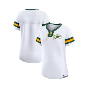 Женская фирменная белая футболка Green Bay Packers Sunday Best на шнуровке Fanatics, белый