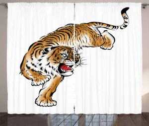 Штора ABAKUHAUS Tiger Rustic, японская, ручной работы, универсальная, ленточная, для гостиной, с петлями и крючками, 280 x 225 см, светло-коричнево-черная Abakuhaus