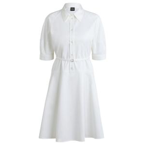 Платье-рубашка из эластичного хлопка с полукруглой планкой Boss, белый