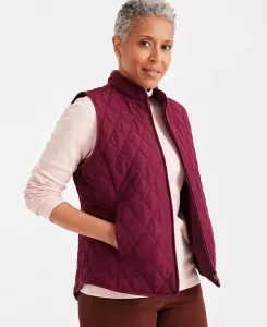 Женская стеганая безрукавка с высоким воротником, созданная для Macy's Style & Co, красный