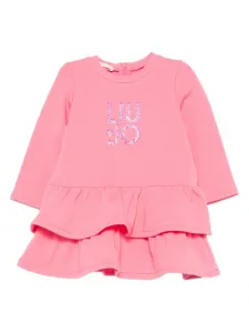 Платье с кристаллами и оборками Liu Jo Kids, розовый