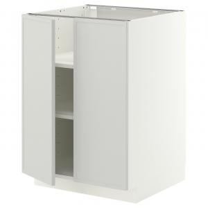 Тумба под шкаф с полками и 2 дверцами, белая/светло-серая Aspudden, 60x60 см IKEA Metod