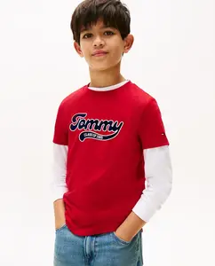 Детская футболка с коротким рукавом с логотипом Varsity Tommy Hilfiger, красный