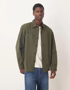 Верхняя рубашка из отборного 100% хлопка с карманами Selected зеленого цвета