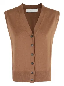Кардиган без рукавов с застежкой на пуговицы спереди Tela, коричневый