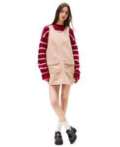 Женское хлопковое платье-сарафан без рукавов А-силуэта Tommy Jeans, Malted Milk