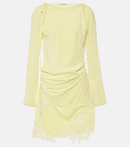 Мини-платье с кружевной отделкой и вырезами Acne Studios, Fluo Yellow