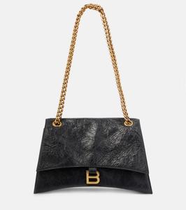 Средняя кожаная сумка через плечо Crush Balenciaga, черный