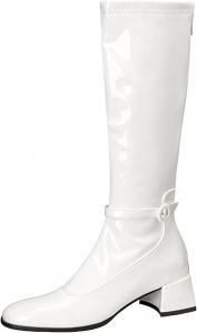Женские высокие сапоги IWIHMIV с низким широким каблуком, удобные кожаные высокие ботильоны с молнией сзади, White