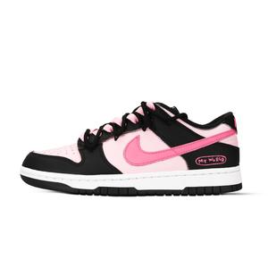Nike Кроссовки для скейтбординга Dunk Panda, Pink Ink Fantasy Journey, износостойкие, низкие, унисекс, черные, белые, розовые