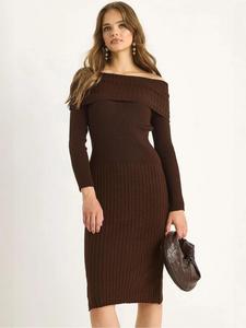 Bianco Lucci Вязаное платье в темно-коричневом цвете