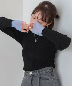 Прозрачный трикотажный топ в рубчик