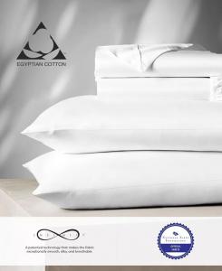 Комплект простыней и наволочек из роскошного сатина «Бесконечность» плотностью 1000 нитей из египетского хлопка Purity Home, белый