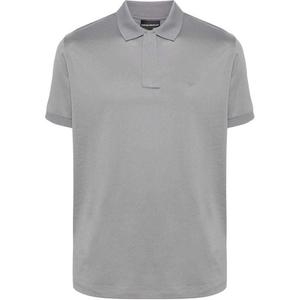 Поло с логотипом из хлопка EMPORIO ARMANI, серый