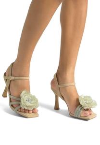 Сандалии CON PUNTERA CUADRADA Y CIERRE CON HEBILLA - High heeled sandals Alma en Pena, светло-коричневый