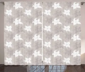 Штора ABAKUHAUS с рисунком в деревенском стиле, весенние цветы, универсальная тесьма для гостиной, с петлями и крючками, 280 x 225 см, теплый серо-коричневый и белый цвета Abakuhaus