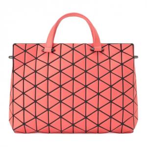 ISSEY MIYAKE TONNEAU MATTE Artificial Leather Shoulder Bag, Crossbody Bag, Handbag Women's Coral Pink