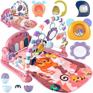 MalPlay, Развивающий коврик с фортепиано и погремушками, розовый