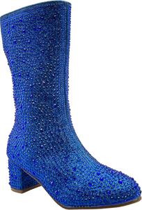 Сапоги ABSOLEX для девочек с круглым носком, стразами, до колена, на низком широком каблуке, Royal Blue