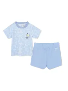 Комплект из футболки и шортов из органического хлопка Kenzo Kids, синий
