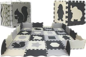 Большой пенопластовый коврик-головоломка, манеж 3в1, 150x150, толстый коврик с геометрическими фигурами животных ULTIMAR