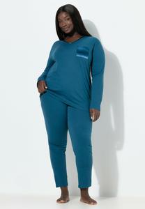 Пижамный комплект Ulla Popken BRUSTTASCHE V-AUSSCHNITT LANGARM SET, Petrol/Teal