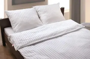 Постельное белье Дамасское 220х200 Белые полоски каждые 2 см Markenlos