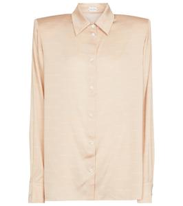 Рубашка из эластичного шелка с логотипом Magda Butrym, бежевый