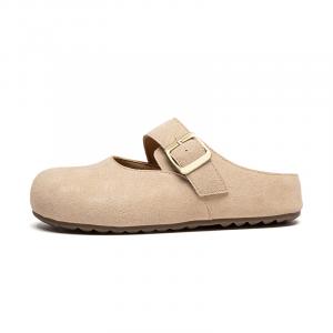 JINDUN Женские противоскользящие тапочки с закрытым носком и износостойкой резиновой подошвой бежевые, цвет Beige