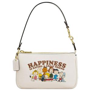 COACH Сумка-конверт PEANUTS Snoopy, Collaboration Nolita из личи зерненой кожи маленькая женская white